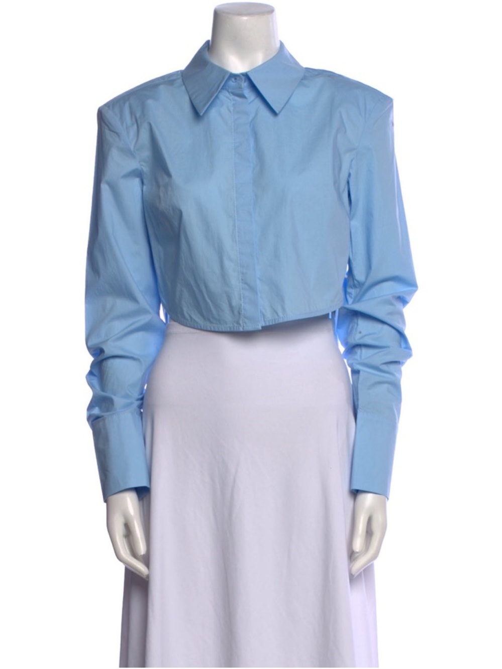 STAUD Sky Blue Cropped Button-Down Shirt